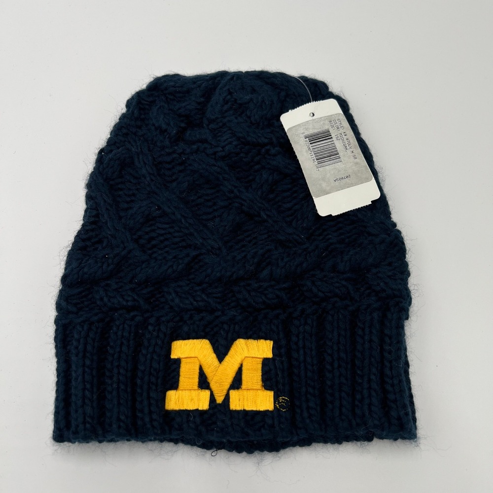 Geni 2 Michigan Wolverines Knit Beanie Hat Navy Blue Yellow M Logo‎ Winter